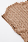 PACK2724323-P4016-1, PACK2724323-P4016-2, Light French Beige Crew Neck Cable Knit Short Sleeve Sweater