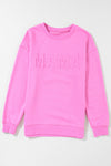 PACK25315893-P106-1, Bright Pink MAMA Letter Embossed Casual Sweatshirt