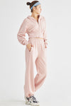 LC265440-P1010-S, LC265440-P1010-M, LC265440-P1010-L, Light Pink Elastic Waistband Wide Leg Active Pants