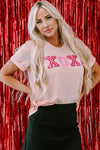 PACK25223930-10-1, PACK25223930-10-2, Pink Valentines Shiny XOXO Graphic T-shirt