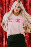 PACK25223930-10-1, PACK25223930-10-2, Pink Valentines Shiny XOXO Graphic T-shirt