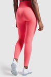 LC265441-P1110-S, LC265441-P1110-M, LC265441-P1110-L, Coral Paradise Solid Color High Waist Butt Lifting Active Leggings
