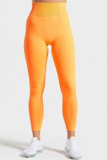  LC265441-P2014-S, LC265441-P2014-M, LC265441-P2014-L, Vitality Orange Solid Color High Waist Butt Lifting Active Leggings
