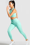 LC265441-P2209-S, LC265441-P2209-M, LC265441-P2209-L, Moonlight Jade Solid Color High Waist Butt Lifting Active Leggings