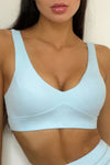 LC2611600-P804-S, LC2611600-P804-M, LC2611600-P804-L, Beau Blue Push Up Sports Bra And High Waist Shorts Yoga Set