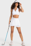 LC265443-P1-S, LC265443-P1-M, LC265443-P1-L, LC265443-P1-XL, White Pleated High Waist Active Sports Mini Skirt