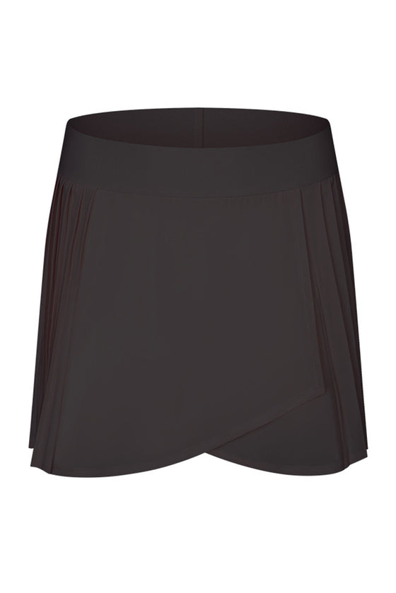 LC265443-P2-S, LC265443-P2-M, LC265443-P2-L, LC265443-P2-XL, Black Pleated High Waist Active Sports Mini Skirt
