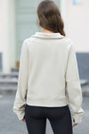 PACK25317099-P18-1, Apricot Half Zipper Kangaroo Pocket Sweatshirt