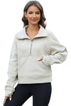 PACK25317099-P18-1, Apricot Half Zipper Kangaroo Pocket Sweatshirt