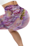 LC265454-P1020-S, LC265454-P1020-M, LC265454-P1020-L, LC265454-P1020-XL, Pink Abstract Floral Print High Waist Yoga Shorts