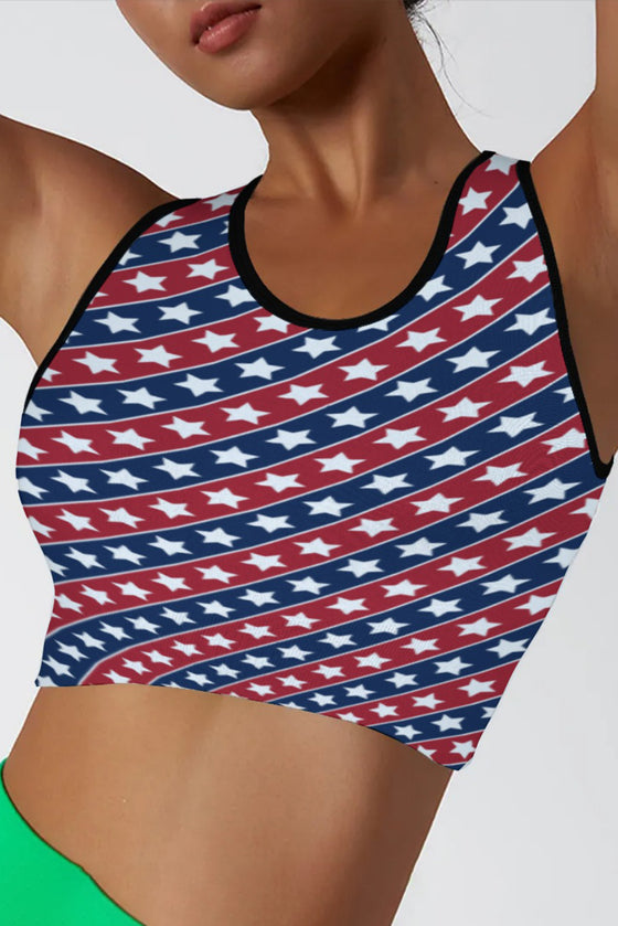 LC264660-P320-S, LC264660-P320-M, LC264660-P320-L, LC264660-P320-XL, Red American Flag Seamless Racerback Yoga Tank Top