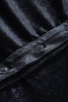PACK25124856-P2-1, Black Sequin Puff Sleeve Buttoned Velvet Peplum Shirt