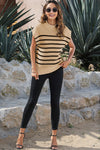 PACK2724178-P6016-2, Parchment Striped Ribbed Knit High Neck Sweater