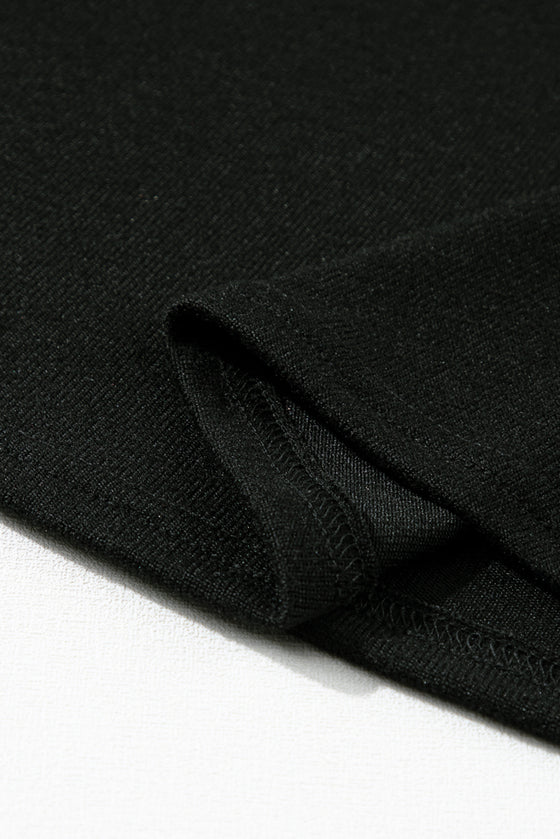 PACK25223144-P2-1, Black Contrast Ribbed Bishop Sleeve Top