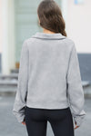 PACK25317099-P11-1, Gray Half Zipper Kangaroo Pocket Sweatshirt