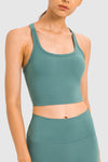 LC264657-P509-S, LC264657-P509-M, LC264657-P509-L, LC264657-P509-XL, Mist Green U Neck Racerback Cropped Workout Top