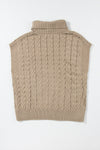 PACK277037-P4016-1, Light French Beige Cable Knit Turtleneck Batwing Sleeve Sweater