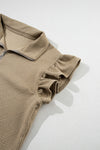 PACK625514-P5016-1, Pale Khaki Textured Flutter Sleeve Top Wide Leg Pants Set