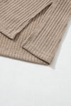 PACK25223369-P5016-1, Pale Khaki Rib Textured Henley Knit Top