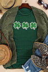 PACK25224607-9-1, Green St Patrick Clover Patch Sequin Graphic T-shirt