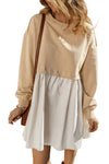 PACK6118832-P5016-1, Pale Khaki Sweatshirt Poplin Mini Dress