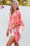 PACK25126117-P1020-1, Pink Boho Floral V Neck Kimono Style Blouse