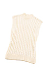 PACK2724449-P1015-1, Oatmeal Cable Knit High Neck Sweater Vest