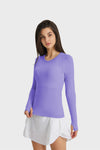 PACK264631-P208-1, Wisteria Slim Thumbhole Sleeve Textured Detail Gym Top