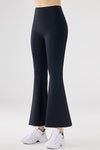 PACK265465-P2-1, Black Wide Waistband High Waist Bell Bottom Yoga Pants