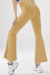 PACK265465-P407-1, Mustard Wide Waistband High Waist Bell Bottom Yoga Pants