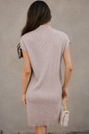 Patch Pocket Ribbed Knit Short Sleeve Sweater Dress
