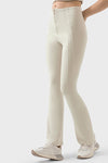 PACK265457-P1-1, White Exposed Seam High Waist Zipped Active Pants