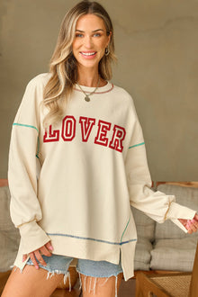  LOVER Color Contrast Seamed Oversized Sweatshirt