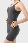 PACK260346-P2011-1, Dark Grey Exposed Stitching Pilates Yoga Jumpsuit