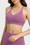 PACK264685-P308-1, Valerian Solid Color Strappy Criss Cross Back Active Sports Bra