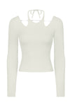 PACK264689-P1-1, White Halter Neck Cut out Open Back Yoga Athletic Top