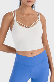  PACK264690-P1-1, White Ribbed Criss Cross Padded Cropped Workout Vest