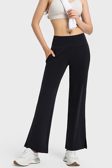  PACK265458-P2-1, Black High Waist Split Flare Yoga Pants