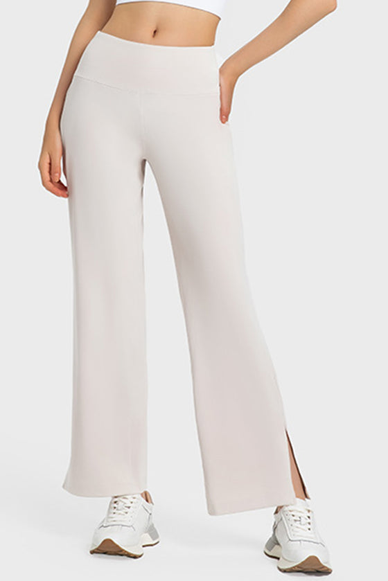 PACK265458-P101-1, White High Waist Split Flare Yoga Pants