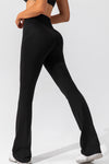 PACK265461-P2-1, Black Solid Criss Cross High Waist Flared Yoga Pants