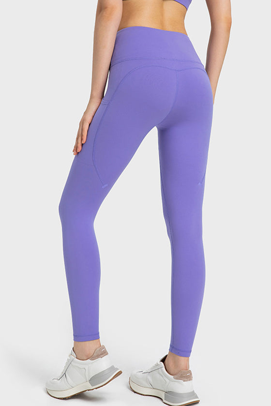 PACK265469-P408-1, Lilac Solid Color High Waist Active Leggings with Side Pocket