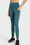 PACK265469-P1709-1, Sea Green Solid Color High Waist Active Leggings with Side Pocket
