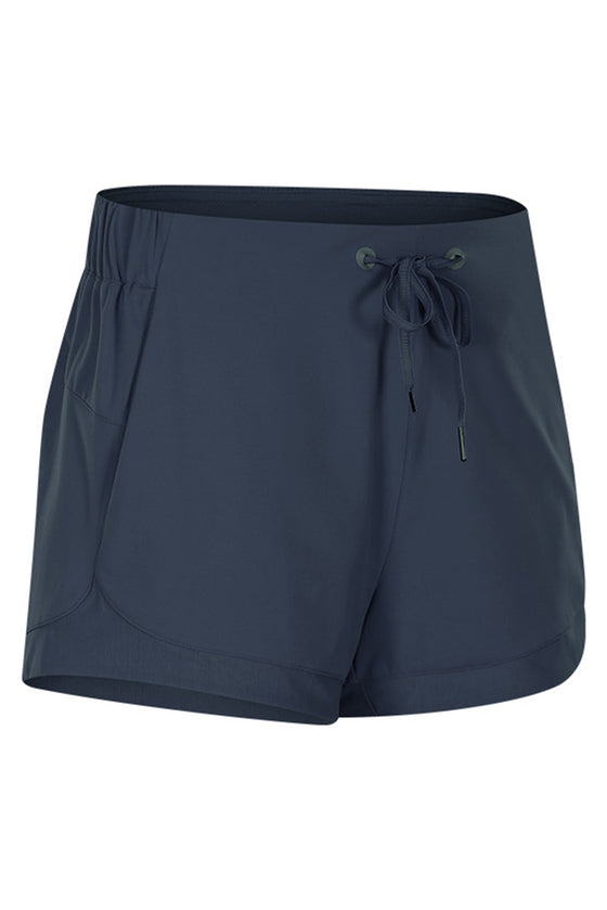PACK265470-P905-1, Sail Blue Solid Color Drawstring Waist Quick Dry Active Shorts
