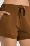 PACK265470-P2017-1, Chestnut Solid Color Drawstring Waist Quick Dry Active Shorts