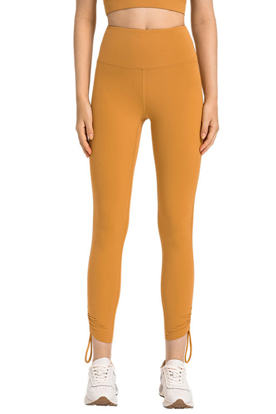 PACK265471-P7014-1, Russet Orange Drawstring Ankle Wide Waistband High Workout Leggings