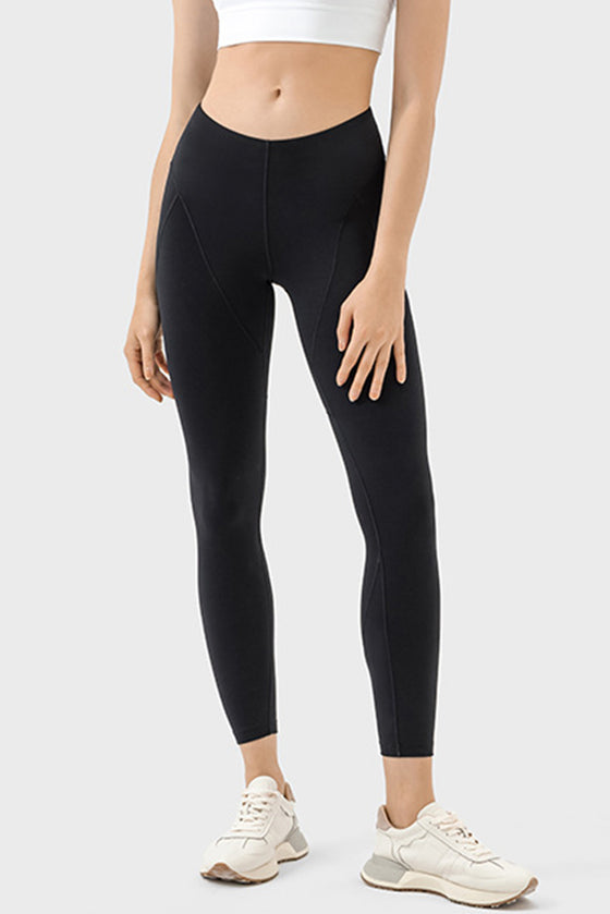 PACK265472-P2-1, Black Exposed Stitching Patchwork Cropped Active Leggings