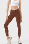 PACK265472-P1017-1, Coffee Exposed Stitching Patchwork Cropped Active Leggings