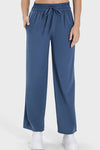 PACK265473-P905-1, Sail Blue Drawstring Shirred Waist Loose Sports Pants