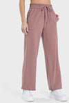 PACK265473-P8010-1, Rose Tan Drawstring Shirred Waist Loose Sports Pants