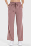 PACK265473-P8010-1, Rose Tan Drawstring Shirred Waist Loose Sports Pants